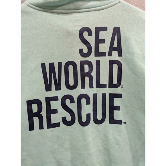 SeaWorld Rescue Crop Sweater JR Girls 2XL Mint Green 1/4 Zip Crop Cut Fleece New - Picture 9 of 10